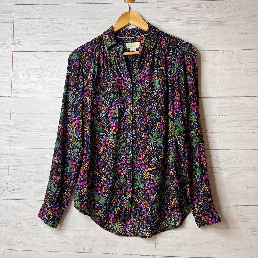 Anthropologie Maeve Shirt Womens Size 0 Amboseli Colorful Floral Button Down